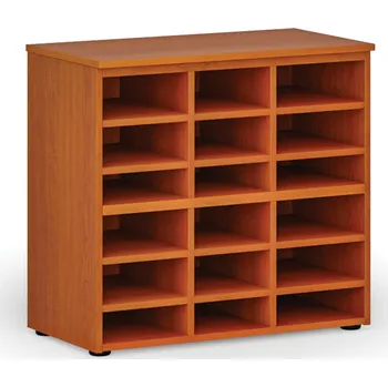 Kancelářská sestava Třídicí regál PRIMO WOOD, 800 x 420 x 740 mm, 18 přihrádek, třešeň
