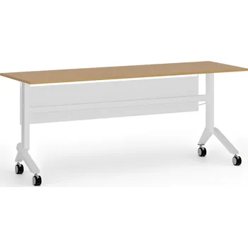 Kancelářská sestava Mobilní stůl PRIMO MOVE, 180x60 cm, bílá podnož, buk
