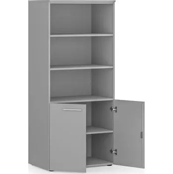 Kancelářská sestava Kombinovaná kancelářská skříň PRIMO GRAY, nízké dveře, 800 x 500 x 1781 mm, šedá