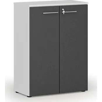 Kancelářská sestava Kancelářská skříň s dveřmi PRIMO WHITE, 800 x 420 x 1087 mm, bílá/grafit