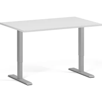 Počítačový stůl Výškově nastavitelný stůl, 120x80 cm, 1 motor, šedá podnož, bílá