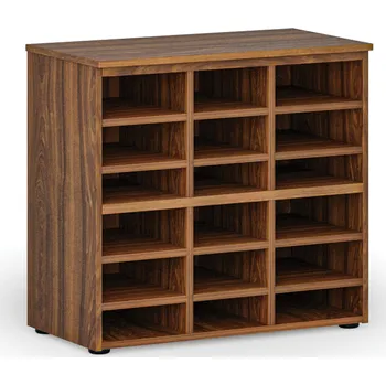 Kancelářská sestava Třídicí regál PRIMO WOOD, 800 x 420 x 740 mm, 18 přihrádek, ořech