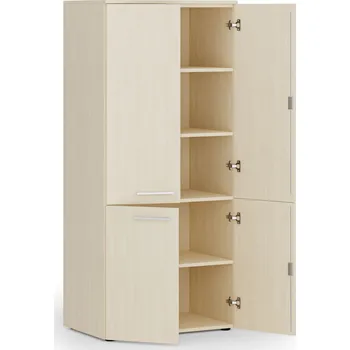 Policová skříň Kancelářská policová skříň PRIMO WOOD, půlené dveře, 800 x 500 x 1781 mm, bříza