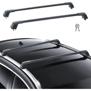 Univerzální střešní nosič VEVOR, hliníkové příčníky, drážkované boční lišty bez mezery, nosnost 90 kg, nastavitelné příčníky se zámky pro SUV, sedan, dodávku