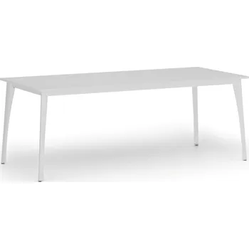 Psací stůl Jednací kancelářský stůl PRIMO OMEGA, 200x90 cm, bílá podnož, bílá