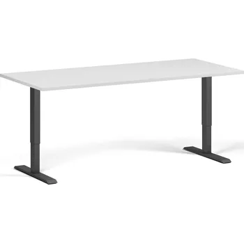 Počítačový stůl Výškově nastavitelný stůl, 180x80 cm, 2 motory, černá podnož, bílá