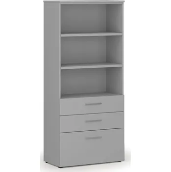 Kancelářská sestava Kancelářská skříň s kombinovanými zásuvkami PRIMO GRAY, 800 x 420 x 1781 mm, šedá