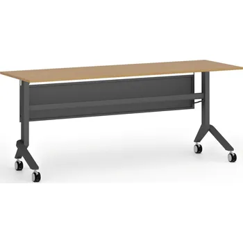 Kancelářská sestava Mobilní stůl PRIMO MOVE, 180x60 cm, černá podnož, buk