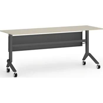 Kancelářská sestava Mobilní stůl PRIMO MOVE, 180x60 cm, černá podnož, bříza