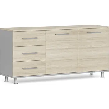 Kancelářská sestava Skříňka ke stolu PRIMO, levá, šedá / dub přírodní