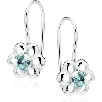 Náušnice Olivie Dětské stříbrné náušnice KVÍTKO AKVAMARÍN 1629 Ag 925; ≤1,1 g.