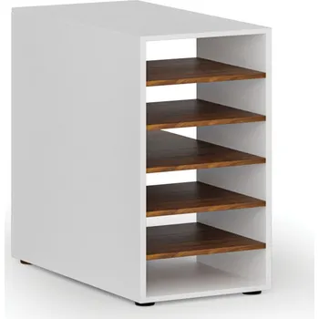 Policová skříň Přístavná policová skříňka k pracovnímu stolu PRIMO WHITE, pravá, bílá/ořech