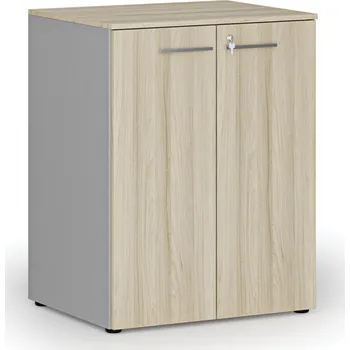 Kancelářská sestava Kancelářská skříň s dveřmi PRIMO GRAY, 2 police, 800 x 640 x 1027 mm, šedá/dub přírodní