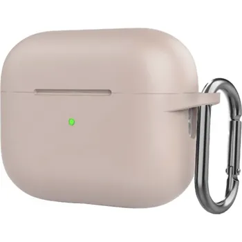 Příslušenství pro sluchátka ACM Silikonový kryt pro AirPods Pro s karabinou - Béžová