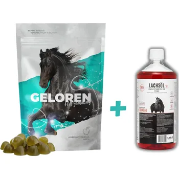 GELOREN HA gel na podporu kloubů pro koně 450G + LAB-V Lachsöl Lososový olej pro koně 1000ml