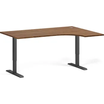 Počítačový stůl Rohový výškově nastavitelný stůl, 160x120 cm, 1 motor, L/P, černá podnož, ořech