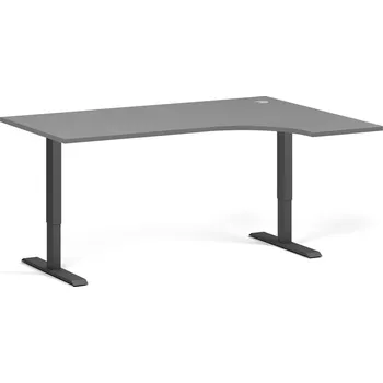 Počítačový stůl Rohový výškově nastavitelný stůl, 160x120 cm, 2 motory, L/P, černá podnož, grafit