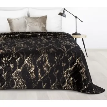 Přehoz na lůžko Sametový přehoz s mramorovým potiskem - černý Šířka: 170 cm | Délka: 210 cm