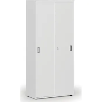 Kancelářská sestava Skříň se zasouvacími dveřmi PRIMO WHITE, 800 x 420 x 1781 mm, bílá