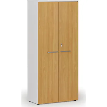 Kancelářská sestava Kancelářská skříň s dveřmi PRIMO WHITE, 800 x 420 x 1781 mm, bílá/buk