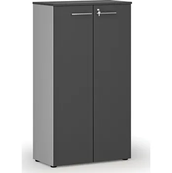 Kancelářská sestava Kancelářská skříň s dveřmi PRIMO GRAY, 800 x 420 x 1434 mm, šedá/grafit