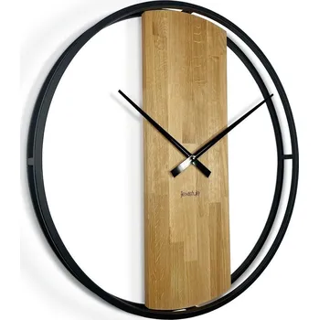 Hodiny Flexistyle z231 - extra velké 80 cm nástěnné hodiny s kovovým rámem a dřevem z přírodního dubu