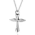 316Steel Přívěsek kříž s andělskými křídly a tajnou schránkou + řetízek
