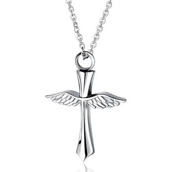 Přívěsek 316Steel Přívěsek kříž s andělskými křídly a tajnou schránkou + řetízek