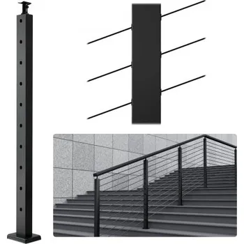 Zábradlí Sloupek zábradlí VEVOR pro kabely, ocelový sloupek zábradlí pro schody s úhlem 30° 91 cm x 2 cm, 10 předvrtaných otvorů, sloupek zábradlí z nerezové oceli SUS304 s horizontálním a zakřiveným držákem, 1JZLGZHS91424HS5GV0