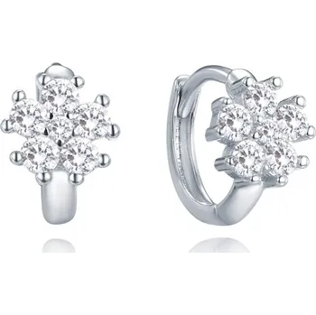 Náušnice MINET Stříbrné náušnice kytičky s bílými zirkony (3)