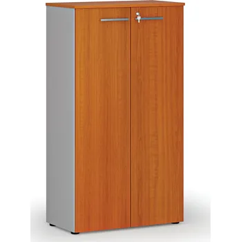 Kancelářská sestava Kancelářská skříň s dveřmi PRIMO GRAY, 800 x 420 x 1434 mm, šedá/třešeň