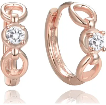 Šperk MINET Rose gold elegantní stříbrné náušnice s bílými zirkony