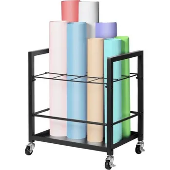Úložný box VEVOR úložný stojan na plány, držák na plány s 12 sloty s kolečky, mobilní kovový úložný vozík na plány pro mapové plakáty, architektonické stavební plány, organizér na role pro domácnost, kancelář, školu
