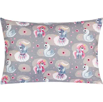 Dekorativní polštářek Bellatex Povláček bavlna 40x60cm na zip Jednorožec, labuť