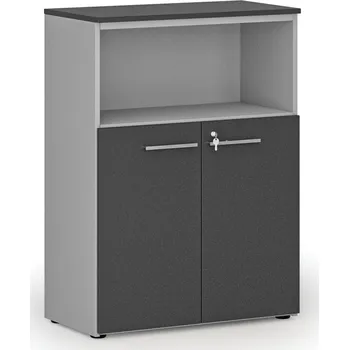 Kancelářská sestava Kombinovaná kancelářská skříň PRIMO GRAY, 800 x 420 x 1087 mm, šedá/grafit