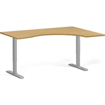 Počítačový stůl Ergonomický výškově nastavitelný stůl, 160x120 cm, 1 motor, L/P, šedá podnož, buk