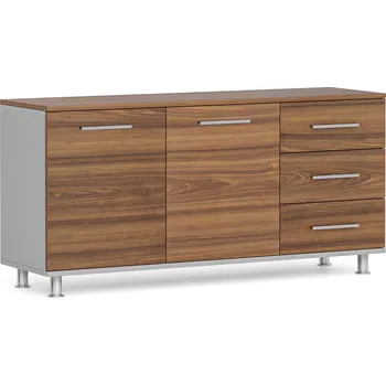 Kancelářská sestava Skříňka ke stolu PRIMO, pravá, šedá / ořech