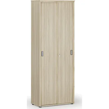 Kancelářská sestava Kancelářská skříň se zasouvacími dveřmi PRIMO WOOD, 800 x 420 x 2128 mm, dub přírodní