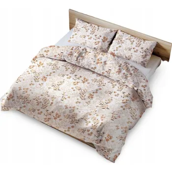 Povlečení Povlečení bavlněné 160x200 bílé béžové hnědé květiny vintage