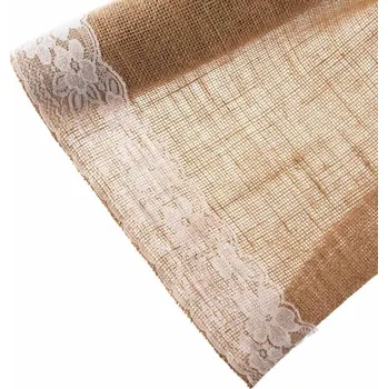 Juta v roli 48cm x 2,7m přírodní s bílou krajkou