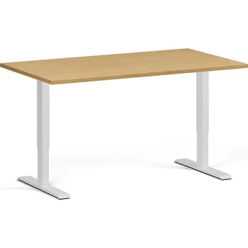 Počítačový stůl Výškově nastavitelný stůl, 140x80 cm, 1 motor, bílá podnož, buk
