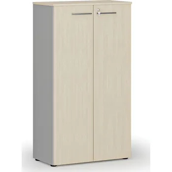 Kancelářská sestava Kancelářská skříň s dveřmi PRIMO GRAY, 800 x 420 x 1434 mm, šedá/bříza