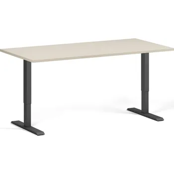 Počítačový stůl Výškově nastavitelný stůl, 160x80 cm, 1 motor, černá podnož, bříza