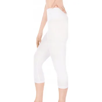 Dámské 3/4 rybářské legíny bavlněné s vysokým pasem bílé XL