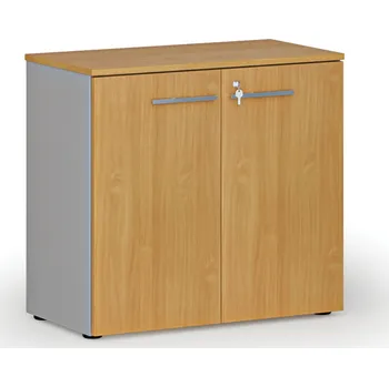 Kancelářská sestava Kancelářská skříň s dveřmi PRIMO GRAY, 800 x 420 x 740 mm, šedá/buk