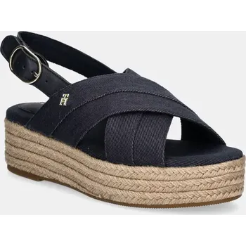 Dámské sandále Sandály Tommy Hilfiger DENIM ESPADRILLE PLATFORM SANDAL dámské, tmavomodrá barva, na platformě, FW0FW08669 59X, EUR 38