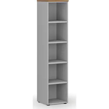Kancelářská sestava Kancelářský regál PRIMO GRAY, 400 x 420 x 1781 mm, šedá/ořech