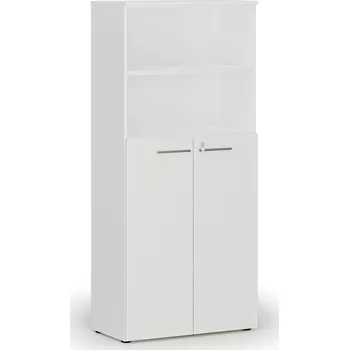 Kancelářská sestava Kombinovaná kancelářská skříň PRIMO WHITE, dveře na 3 patra, 800 x 420 x 1781 mm, bílá