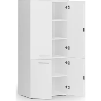 Policová skříň Kancelářská policová skříň PRIMO WHITE, půlené dveře, 800 x 500 x 1781 mm, bílá