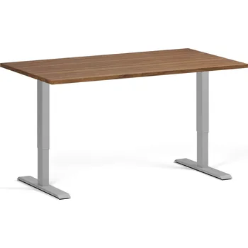 Počítačový stůl Výškově nastavitelný stůl, 140x80 cm, 1 motor, šedá podnož, ořech
